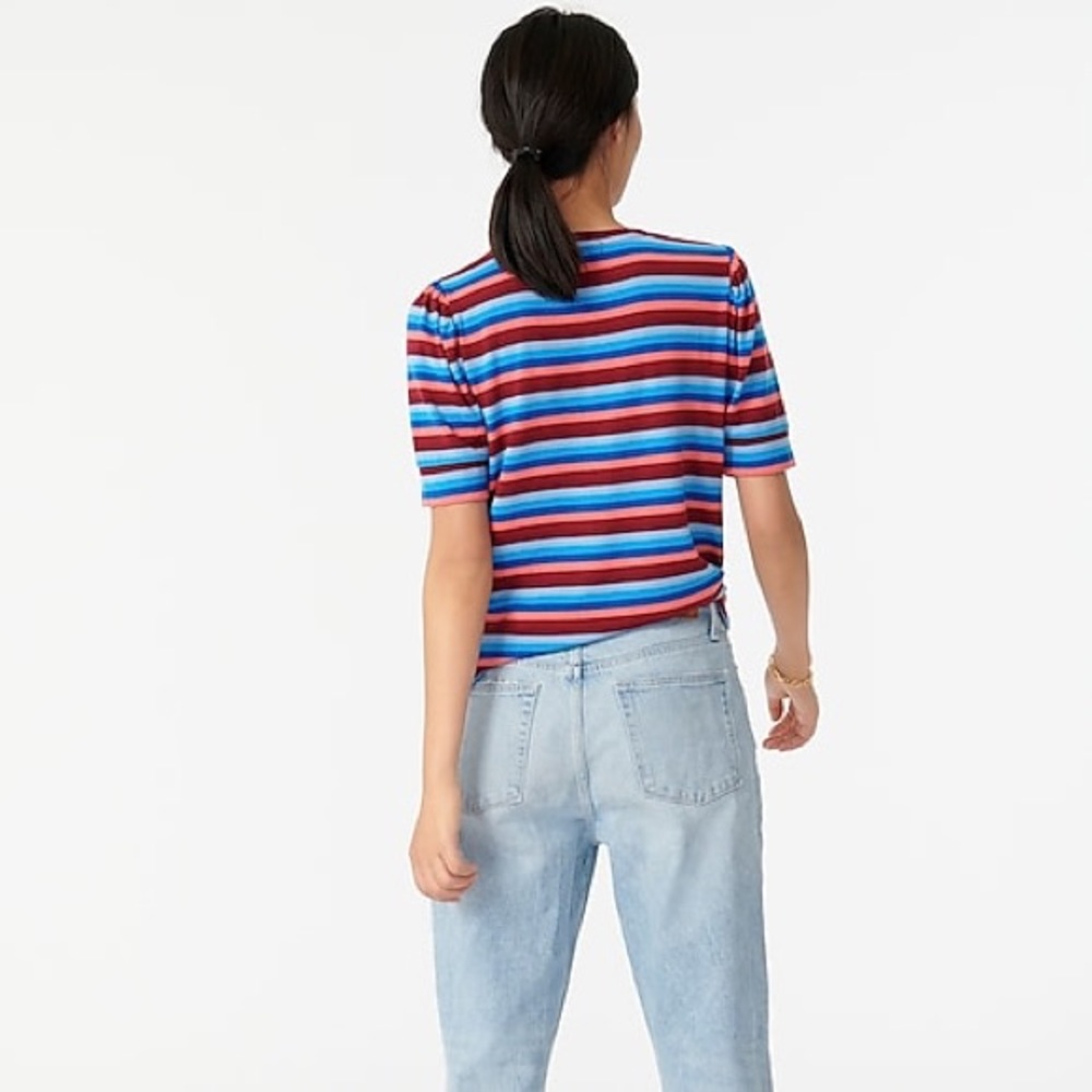 J. Crew Super Cozy Puff Sleeve Top In Stripe - Picture 4 of 6